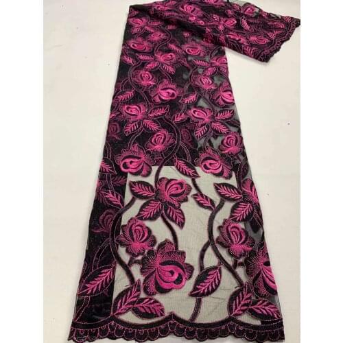 Hot Sale High Quality Multicolor African Mesh Lace Fabric Nigerian Embroidery Craft Sewing DIY Bridal Gown Wedding Dress 5 Yards