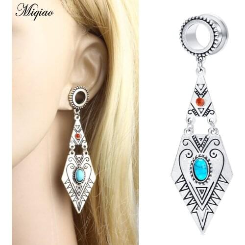 Miqiao 2pcs Stainless Steel 6-18mm Dangle Gauges Earring Expander Set Piercing Body Jewelry