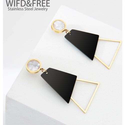 Wild & Free 2021 Trendy Gold Plated Stainless Steel Drop Earrings Shell Hanging Earrings Gift Jewelry for Women Gift for Friends