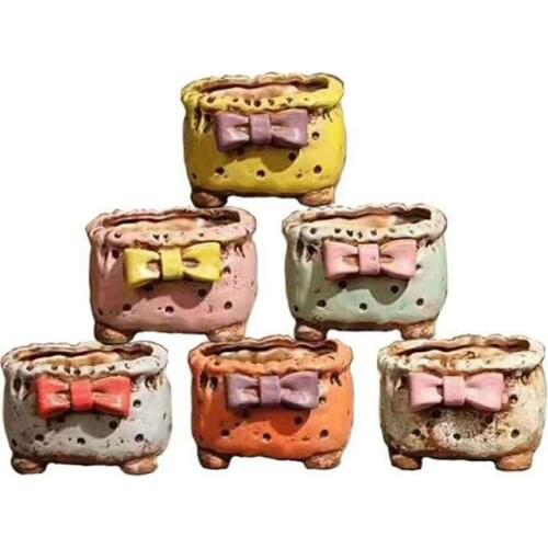 A Set Succulent Plant Pot Vase Creative Planter Office Desktop Ornaments Ceramic Flowerpot Fleshy Plant Holder Home Garden Decor