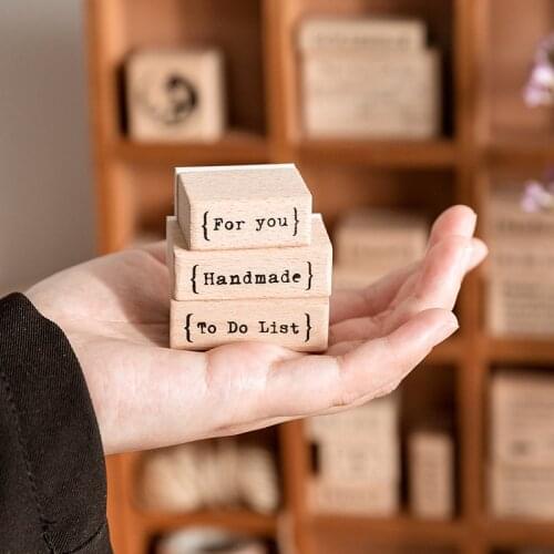 Yoofun Vintage Label Wooden Stamps DIY Rubber Stamps for Scrapbooking Journals Retro Stationery DIY Craft Standard Stamp