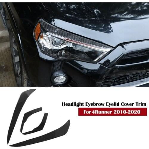 Real Carbon Fiber Headlight Eyebrow Eyelid Cover Trim for Toyota 4Runner 2010-2020