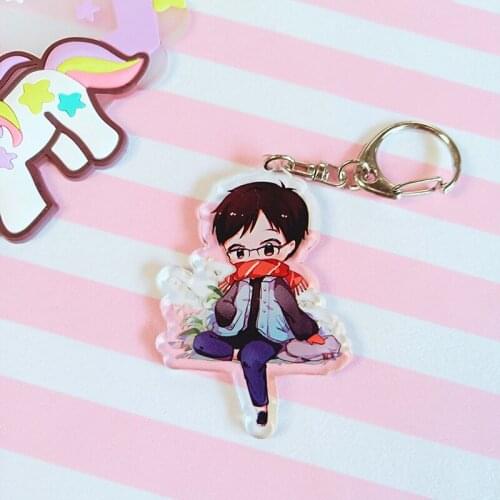 New Acrylic Keychain Japanese YURI!!! on ICE Anime Katsuki Yuri Pendant Keyring Jewelry Comic Cosplay Gift for Cartoon Fans