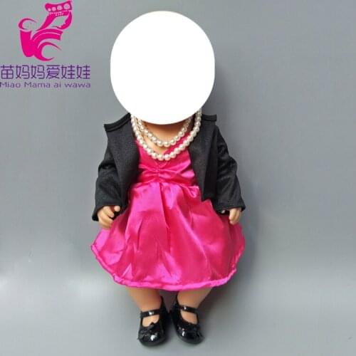 18 " Doll clothes Party dress + Coat pear necklace 43cm Baby new Born dolls outwear dress set