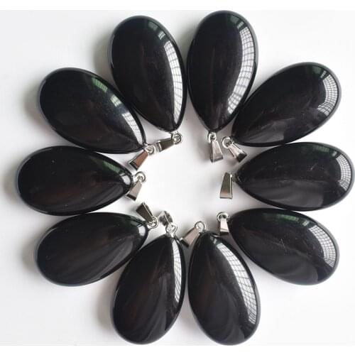2020 Fashion good quality natural black stone drop Charms pendants for jewelry making wholesale 10pcs/lot free shipping