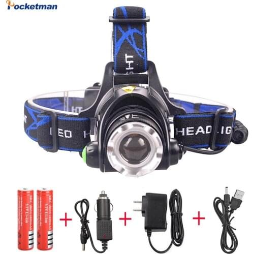 RU 8000LM XML-L2 XM-L T6 Led Headlamp Zoomable Headlight Waterproof Head Torch flashlight Head lamp Fishing Hunting Light
