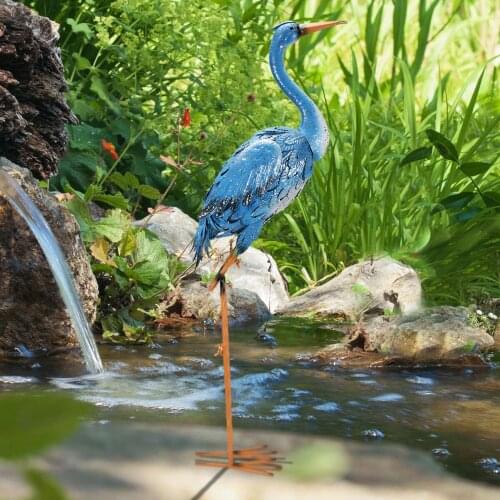 Nacome Standing Blue Metal Crane Garden Statue-Indoor/Outdoor Heron Garden Animal Sculpture For Home,Garden,Patio,Backyard,Porch