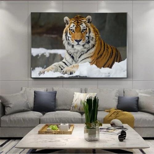 Modern Jungle Wild Tiger Landscape Oil Painting Print on Canvas Pop Art Animal Wall Picture for Living Room Sofa Modern Decor