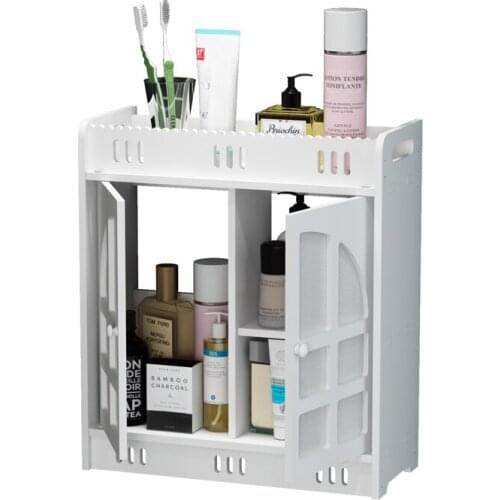 Zq Punch-Free Bathroom Rack Wall-Mounted Bathroom Toilet Cosmetic Wash Storage Cabinet