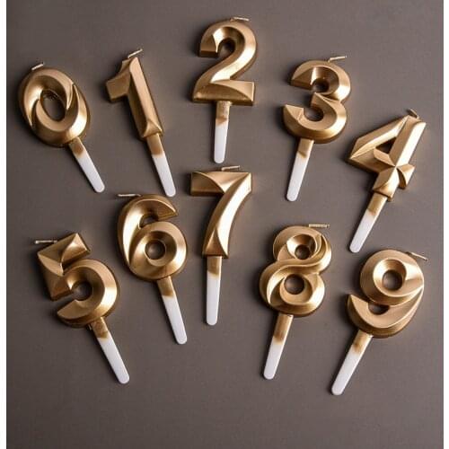 1 2 3 4 5 6 7 8 9 0 Number Birthday Candles Gold Color Kids Birthday Candles for Cake Party Supplies Decoration Cake Candles
