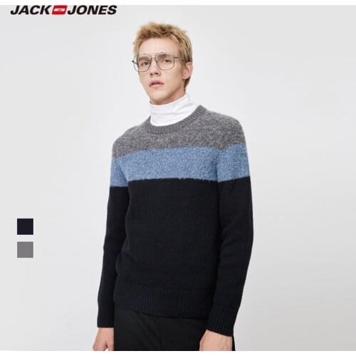JackJones Mens Woolen Thickened Contrasting Ribbed round neckline Knit Sweater| 219425510