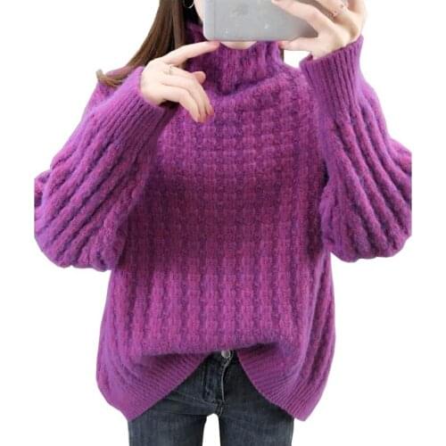 New Turtleneck sweater autumn winter Knitted Jumper Womens Sweaters Casual Loose Long Sleeve warm Pullovers Tpos female LU2137