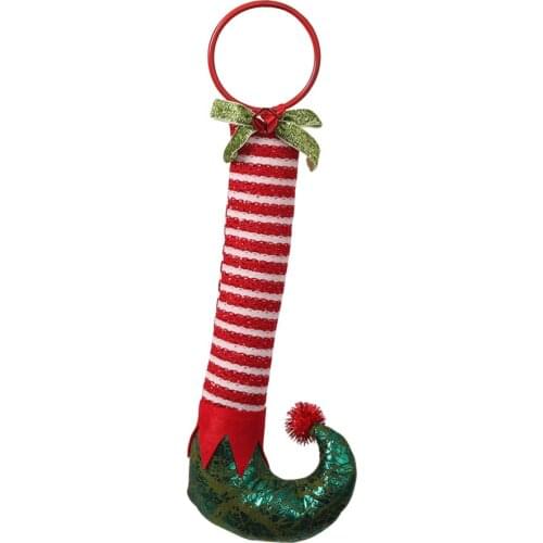 31x14cm Red and White Stripes Boots Decor Glitter Decorative Pendants Hanging Christmas Tree Ornaments Party Favors