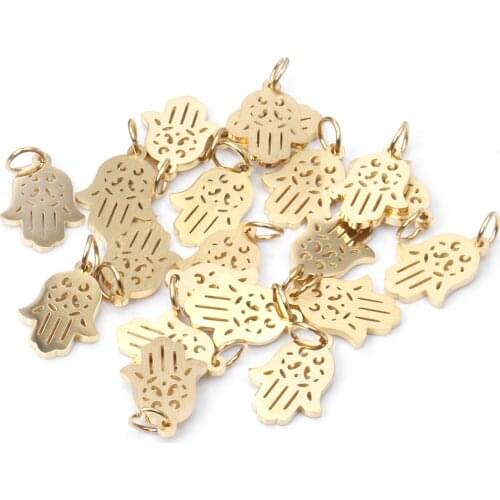 ASON 10pcs/Lot Gold/Silver Color Hand Pendant Stainless Steel Vintage Charm for Jewelry Making Accessories Bracelet Charms