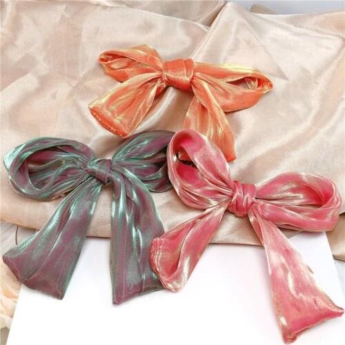 High Quatity Solid Color Big Bow Hairpins For Girl Popular Hair Clips For Women Lustrous Ribbon Hairgrip Hair Accessories New