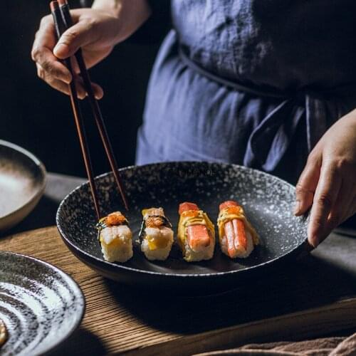 Japanese plate Dinner ceramic plate Steak sushi dish Cake snack plate Household kitchen tableware decoration