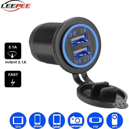 12V 24V USB Quick Charger Fast Charging Splitter Socket Outlet Adapter Car Auto Marine Caravan Truck Ship Accessories Universal