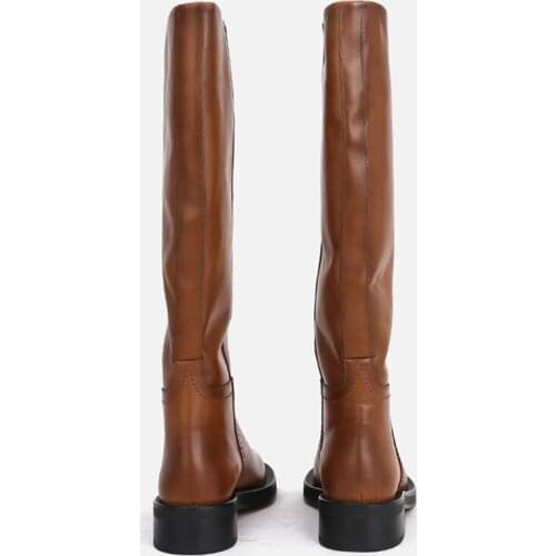 MUMANI Woman‘s Knee-High Boots 2021 New Basic Cow Leather Round Toe Square heel Punk Modern Boots Motorcycle Boots