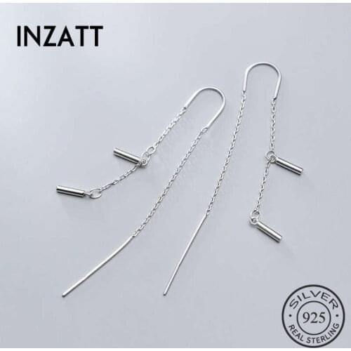 INZATT Real 925 Sterling Silver Chain Tassel MInimalist Drop Earrings For Elegant Women Cute Wedding Curve Earring Fine Jewelry