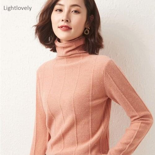 2021 Autumn Winter Turtleneck Women Sweaters 100% Pure Cashmere Cashmere Solid Casual Knitted Jumper Female Pullovers Sweaters