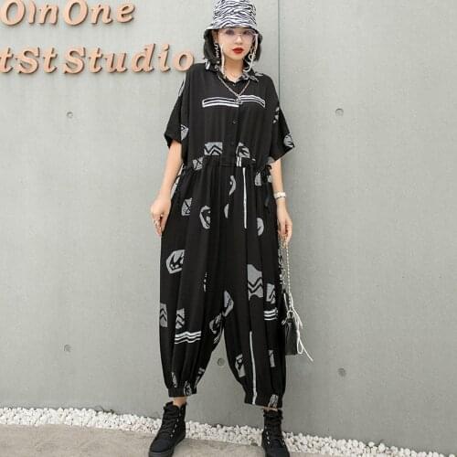 Korean Fashio High Waist Summer Jumpsuit Elasitc Waist Romper For Women Casual Short Sleeve One Piece Overalls 2021 New
