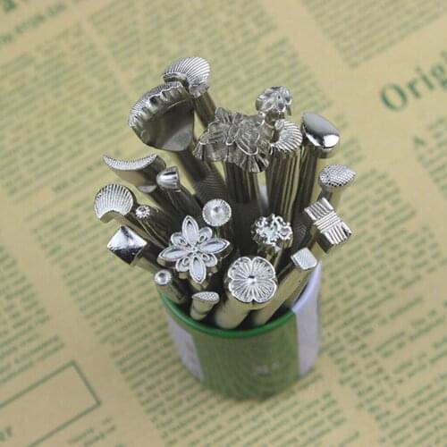 20Pcs Leather Stamp Punch Set Saddle Making Tools for Leather Craft Working, Assorted 20 Kinds Patterns