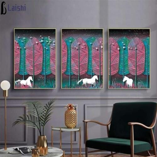 3pcs home decoration Abstract whale, red leaves diamond painting full drill square round diamond embroidery diamond art decor