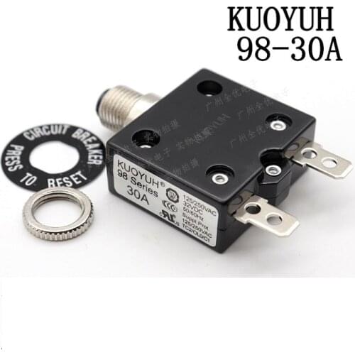 3Pcs Taiwan KUOYUH 98 Series-30A Overcurrent Protector Overload Switch