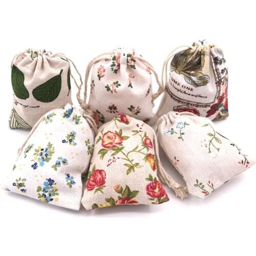 5pcs/lot Small Cotton Bags 8x10cm Linen Drawstring Pouch Gift Bag Muslin Sachet Charms Jewelry Packaging Bags & Pouches