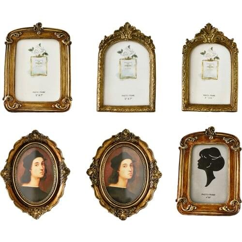 Antique Retro Picture Frame Tabletop Photo Holder Ornament Oval Frames