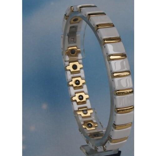 White with 2tone gold plating fashion design hi tech scratch proof ceramic bracelets 3 color available bangles