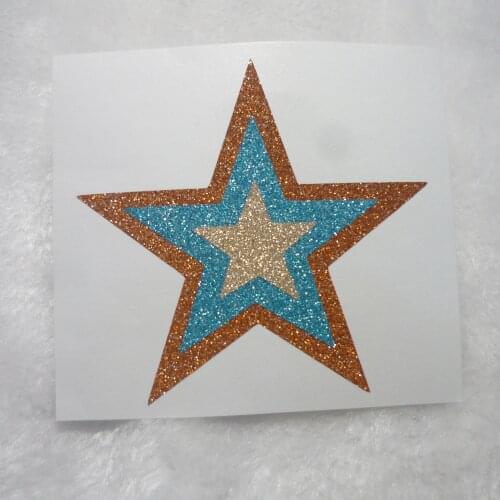 GLITTER STAR STICKERS - TURQUOISE, ROSE GOLD WITH BRONZE OUTLINE 3inch Cut-Outs