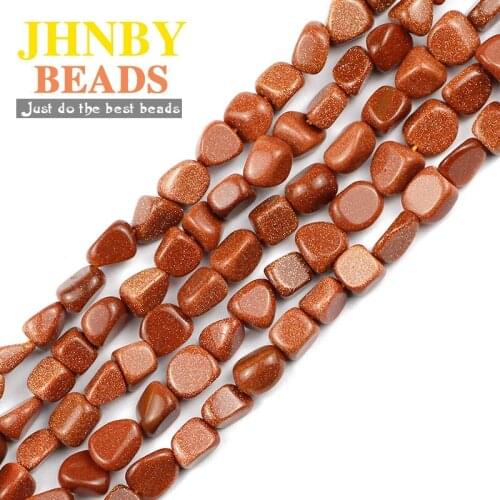 JHNBY Natural Gold Sand Stone beads Irregular Gravel 4~8mm 15'' spacers Loose beads for Jewelry making bracelets DIY accessories