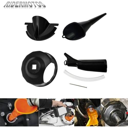 Motorcycle Oil Filter Funnel Black Primary Case Oil Fill Funnel Cap Wrench For Harley Touring Road Glide Dyna Softail Sportster