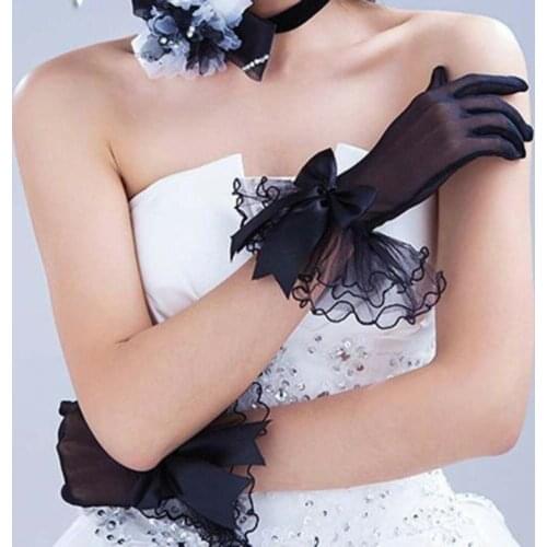 Black Red White Ivory Short Lace Bridal Gloves Wedding Accessories Party Lace Gloves