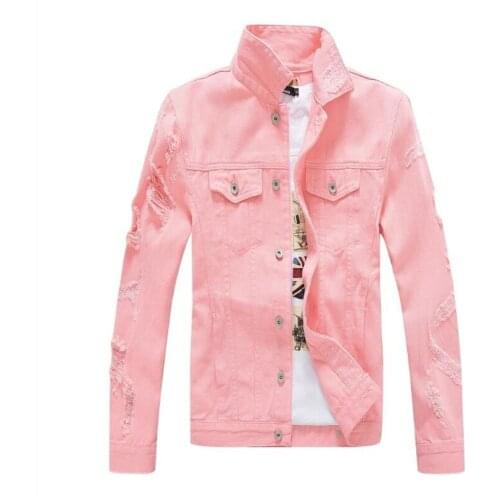 Spring Autumn 2021 Mens Outerwear Coats Fashion Hip Hop Mens Denim Jacket Broken Ripped Jean Jacket