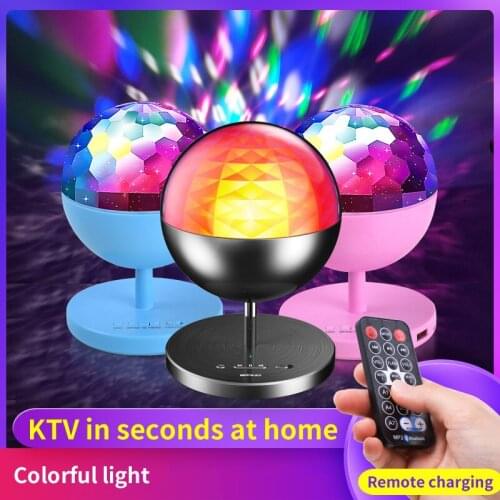 Remote LED Projector Night Lights USB Charge BT-compatible Music Speaker DJ Disco Ball Stage Light for KTV Party Christmas Decor