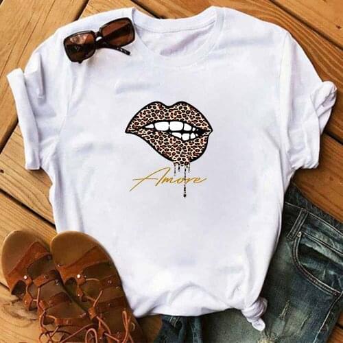 Womens Summer Leopard Print Oversized T Shirt Harajuku Printed Shirt Round Neck Top Graphic Tees Streetwear Short Sleeve