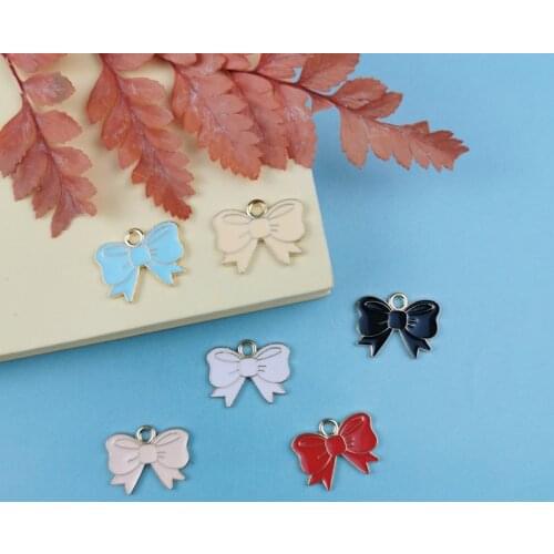 JeQue 10pcs Lucky Bow Floating Enamel Charms Alloy Pendant Fit For Bracelet DIY Fashion Jewelry Accessories