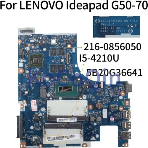 KoCoQin laptop Motherboard For LENOVO Ideapad G50-70 I5-4210U 820M 2G Mainboard ACLU1 ACLU2 NM-A271 5B20G36641 216-0856050