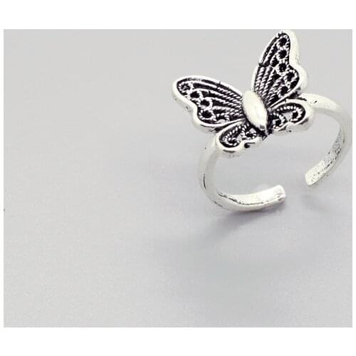 1PC Korea Minimalist Alloy Butterfly Ring For Women Vintage Chic Small Animals Adjustable Open Finger Ring Jewelry R267