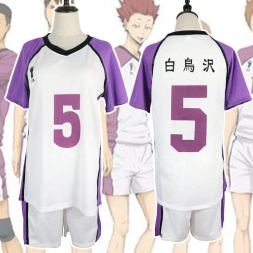 Haikyuu No 5 Unisex Jersey Shiratorizawa Gakuen Koukou Cosplay Costume Wakatoshi Ushijima School Sportswear Uniform Full Set