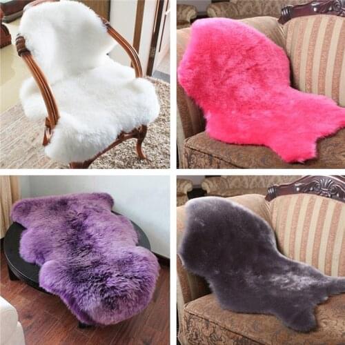 4 Colors Hairy Carpet Sheepskin Chair Cover Bedroom Faux Mat Seat Pad Plain Washable Skin Fur Plain Fluffy Area RugsTextile