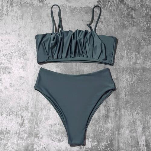 Bathing Suit High Waist 2 Pieces Swimming Biquini Set Sexy Bandeau Style Female Brazilian Bikinis Push Up Swimwear 2021