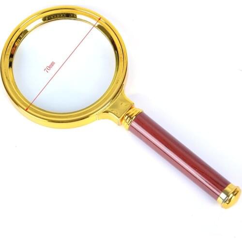 7X Presbyopia Magnifier Wooden Handle Gift 70mm Jewelry Reading Loupe Handheld Optical Glass with Magnifying Glass Megaloscope
