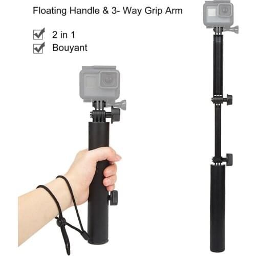 SHOOT 3-way monopod selfie stick floaty handle grip for gopro hero 7 6 5 black 4 3+ YI SJCAM DJI OSMO action camera accessory