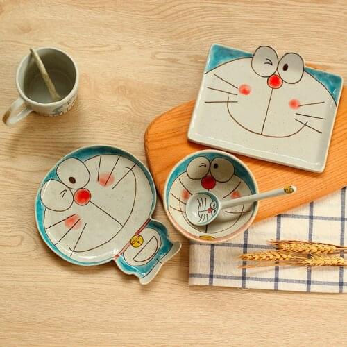 Cartoon Porcelain Japan Cute Ceramic Bowl Tableware Fruit Salad Bowl Kitty Cat Pattern Bowl