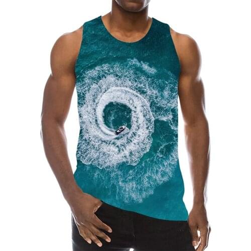 Mens Swirl Tank Top 3D Print Beach Sleeveless Pattern Top Graphic Surf Vest