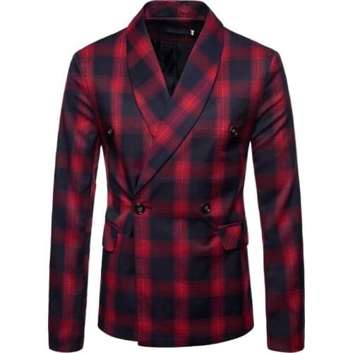 2019 Mens Fashion Dark Plaid Stripe Suit Jacket Mens Gentleman Suit Jacket Blazer Mens Blazer Jacket Smart Casual