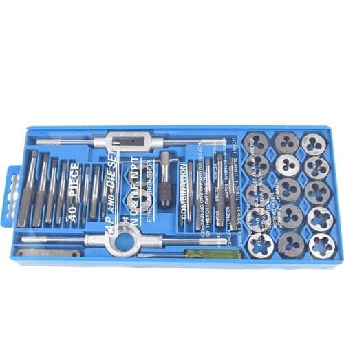 40Pcs Threaded Cutting Set M3-M12 Pro Metric Tap and Die Wrench Set Cutters Tool Metric Bit Sets for Metalworking